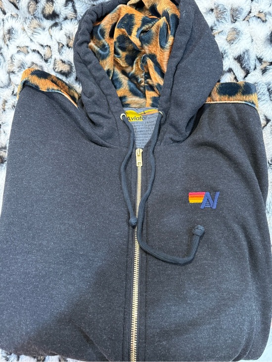 Aviator Nation Tops - AVIATOR NATION ZIP HOODIE CHEETAH VELVET SIZE LARGE SOLD OUT GENTLY USED